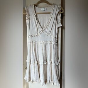 Pinch Cream Ruffle V-Neck Dress